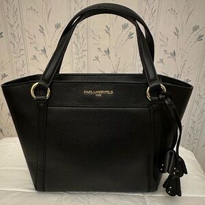 Karl Lagerfeld Black Leather Satchel